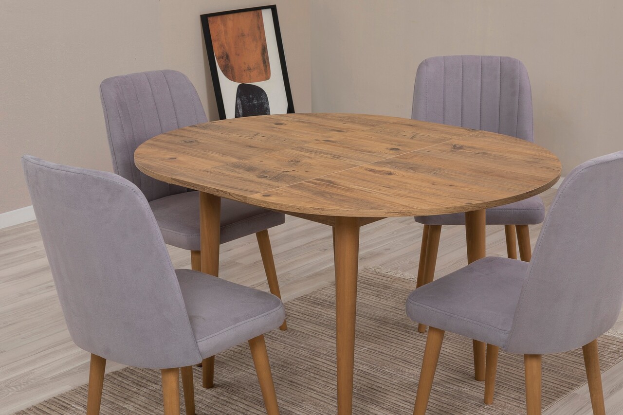 Set masa extensibila si scaune, Hanah Home, Vina 0701, Pin Atlantic / Gri - imagine 5