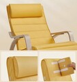 Scaun balansoar reglabil in 5 pozitii, Songmics, 67x121.5x84 cm, max 150 kg, lemn de mesteacan/policoton, galben pastel/natural