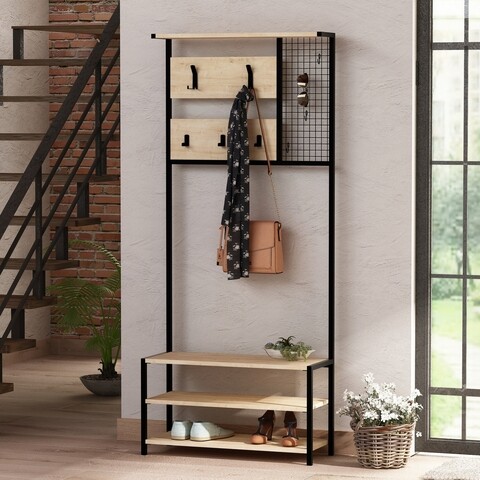 Cuier Nomad Portmanto, Decortie, 78x30x182 cm,bej/negru