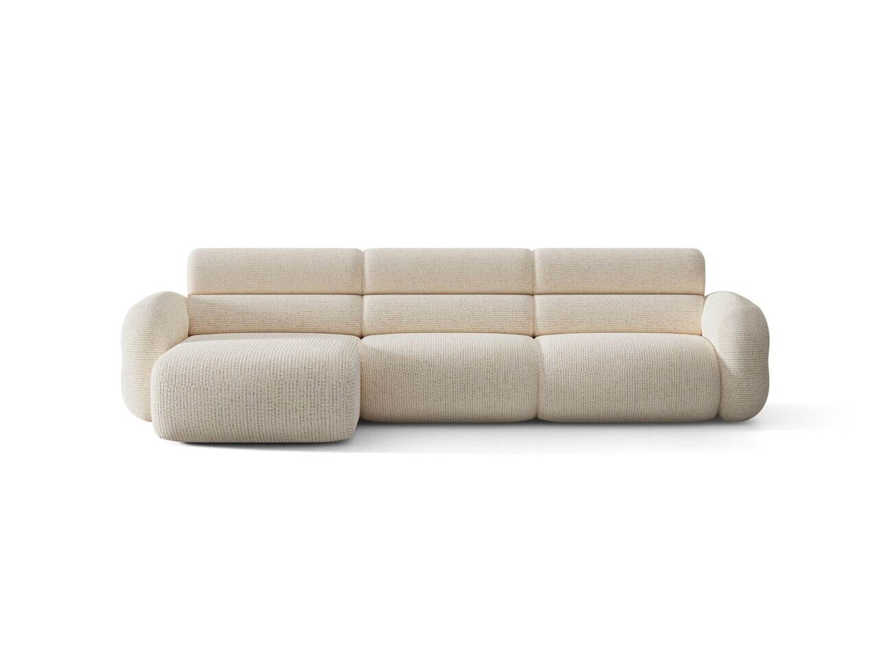 Coltar stanga 4 locuri, Neo, Micadoni Home, 305x165x83 cm, tesatura Chenille Silencio, bej deschis