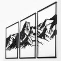Decoratiune de perete, Mountain 4, Metal, 42 x 72 cm, 3 piese, Negru