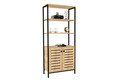 Corp biblioteca, Puqa Design, Metela, 70x162.2x34 cm, PAL, Safir / Negru