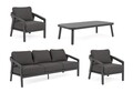 Set mobilier pentru gradina/terasa 4 piese Cordova, Bizzotto, fibra sintetica/tesatura ofelin, gri carbune