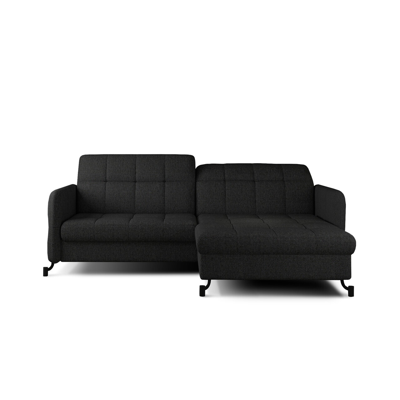 Set coltar extensibil dreapta 3 locuri si taburet ELTAP, Lor_PP_19, Lorelle, 225x160x105 cm / 100x70x45 cm, lemn/poliester, negru - view 2