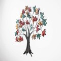 Decoratiune de perete, Yggdrasil, Metal, Dimensiune: 115 x 94 x 4 cm, Multicolor