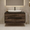Dulap de baie cu chiuvetă, Hanah Home, Galia 100 v2, Maro inchis