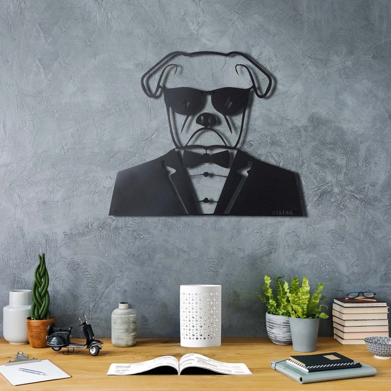 Decoratiune de perete, Bodyguard, Metal, Dimensiune: 42 x 50 cm, Negru