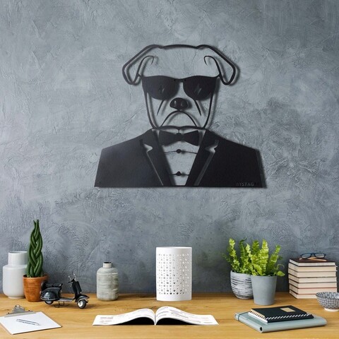 Decoratiune de perete, bodyguard, metal, dimensiune: 42 x 50 cm, negru