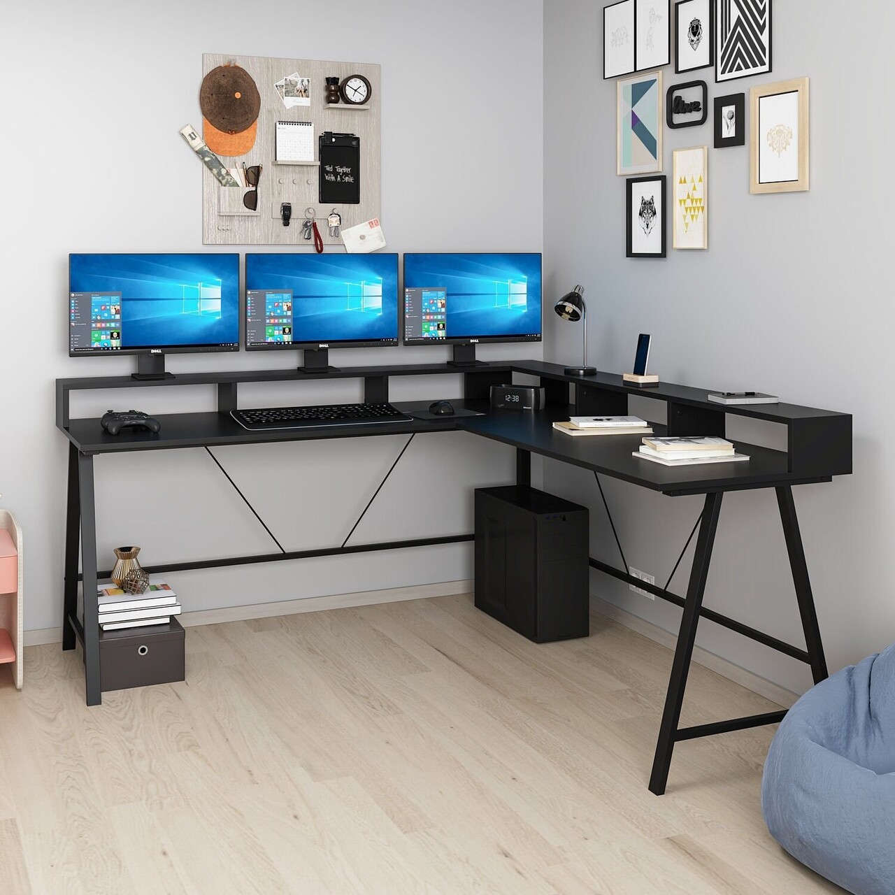 Birou, Minerva, Team, 180x90x60 cm, PAL, Negru - 1 | YEO