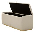Bancheta cu spatiu depozitare Beauty, Mauro Ferretti, 130x45x45 cm, lemn de pin/MDF/metal, crem/auriu