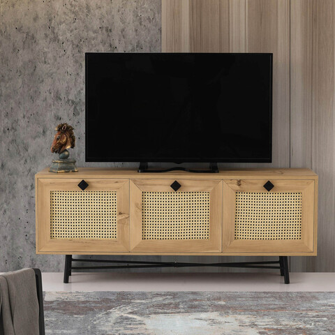 Comoda tv, kalune design, alcazar 140, 140x60x40 cm, stejar / negru
