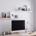 Set 2 rafturi de perete, Songmics, 80 x 10 x 5/2 cm, MDF lucios, alb