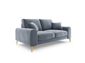 Canapea, Madara, Mazzini Sofas, 2 locuri, gold legs, 172x102x90 cm, catifea, albastru deschis