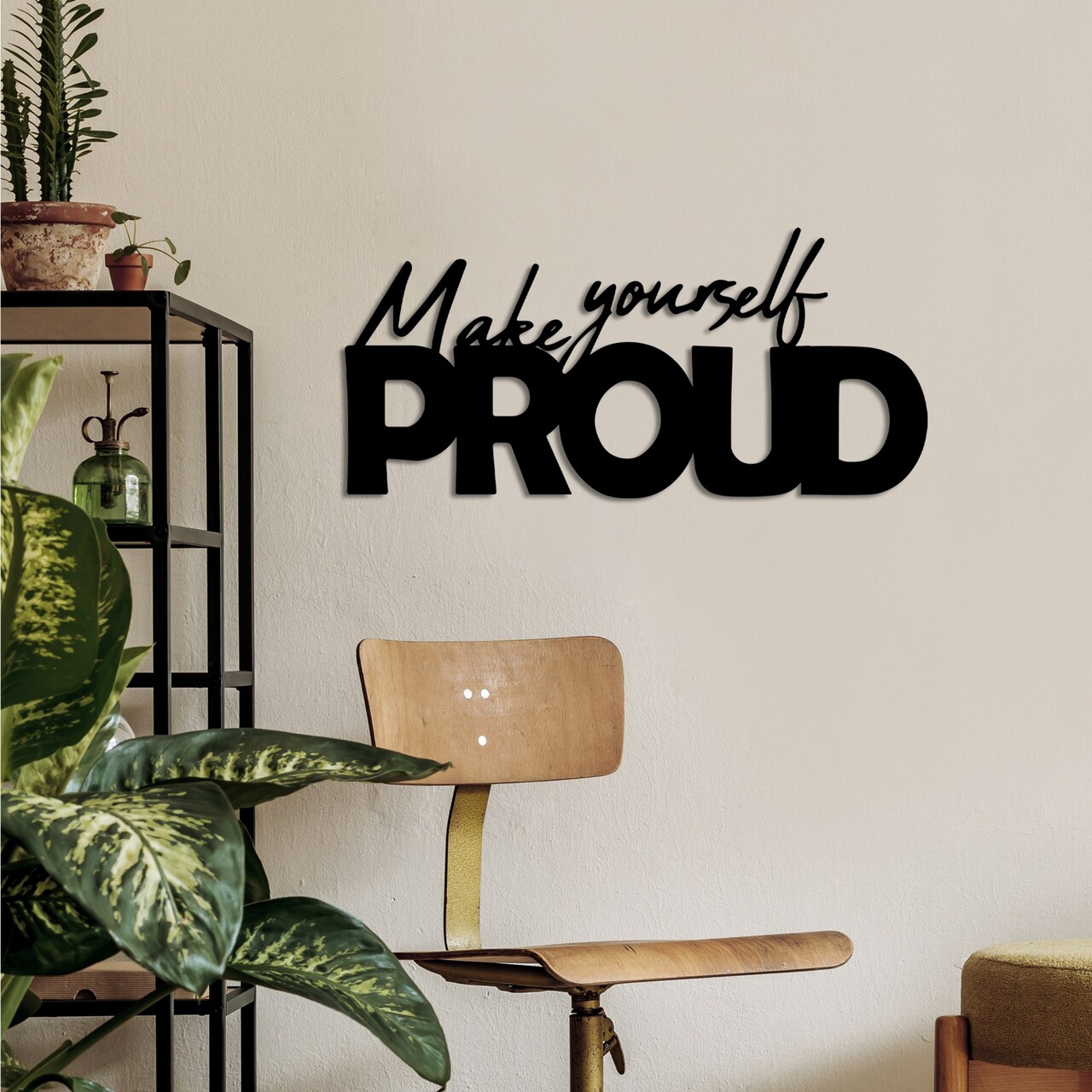 Decoratiune de perete, Make Yourself Proud, Dimensiuni: 56 x 26 cm, Negru - view 2