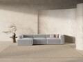 Coltar stanga 4 locuri, Bergamo, Cosmopolitan Design, 344x152x70 cm, tesatura structurata, gri deschis