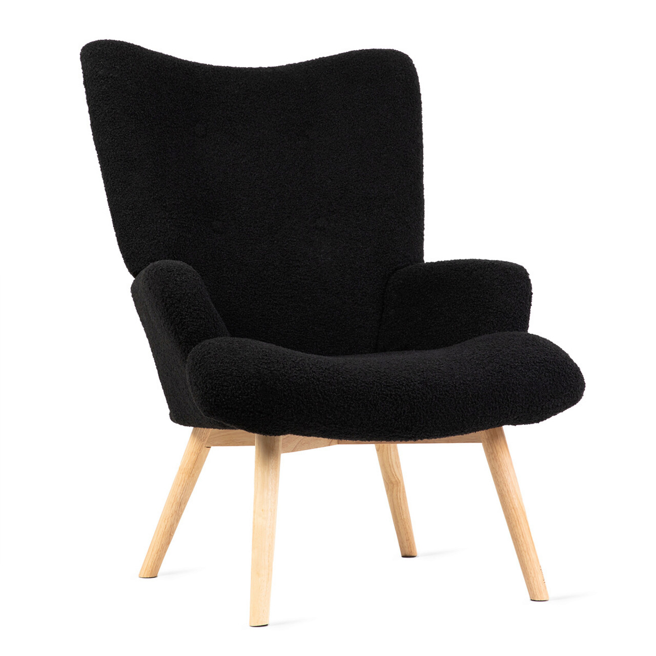 Fotoliu Moss Teddy Boucle, Homla, 70x48x95 cm, lemn/poliester, negru - 1 | YEO