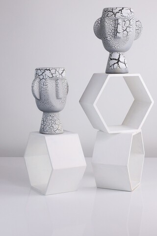 Vaza, BSI196, 16x10x20 cm, Ceramica, Maro antichizat