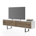 Comoda TV, Minima, Fiona, 180 x 51.2 x 35 cm, pal melaminat, nuc/alb
