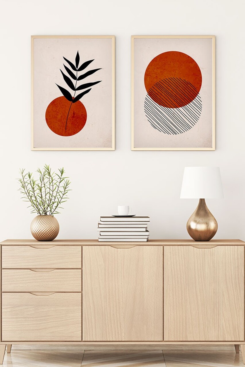 Set 2 tablouri decorative Huhu189 Cadru: 100% LEMN MASIV (Grosime: 25 cm) Multicolor