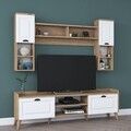 Comoda TV cu raft, Wren, AA101 - 2559, pal melaminat, alb/nuc