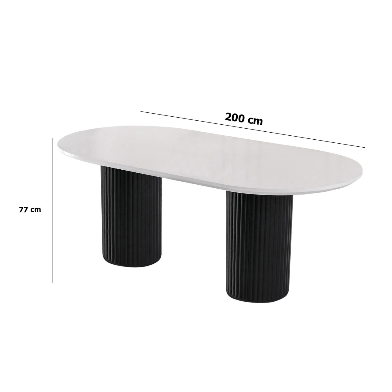 Masa, Nmobb, LI, 200x77x100 cm, 100% MDF VOPSIT/LACUIT, Alb/Negru