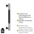 Maner de siguranta pentru baie Secura, Wenko, 40.5x9x5 cm, inox/silicon, antracit/argintiu lucios