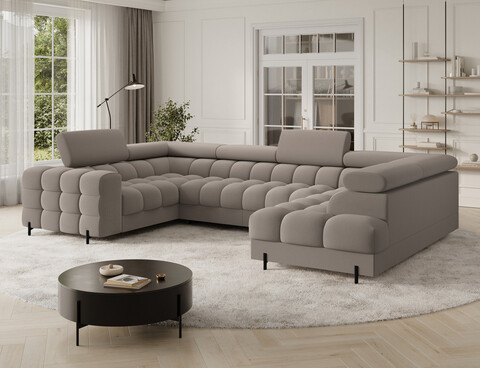 Coltar extensibil dreapta 3 locuri ELTAP, RT-18SO, Fectory, 346x205x93 cm, lemn/poliester, bej inchis