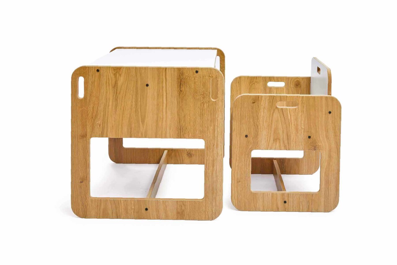 Set masa si scaun pentru copii, Hanah Home, Dove, Alb / Natural - view 3