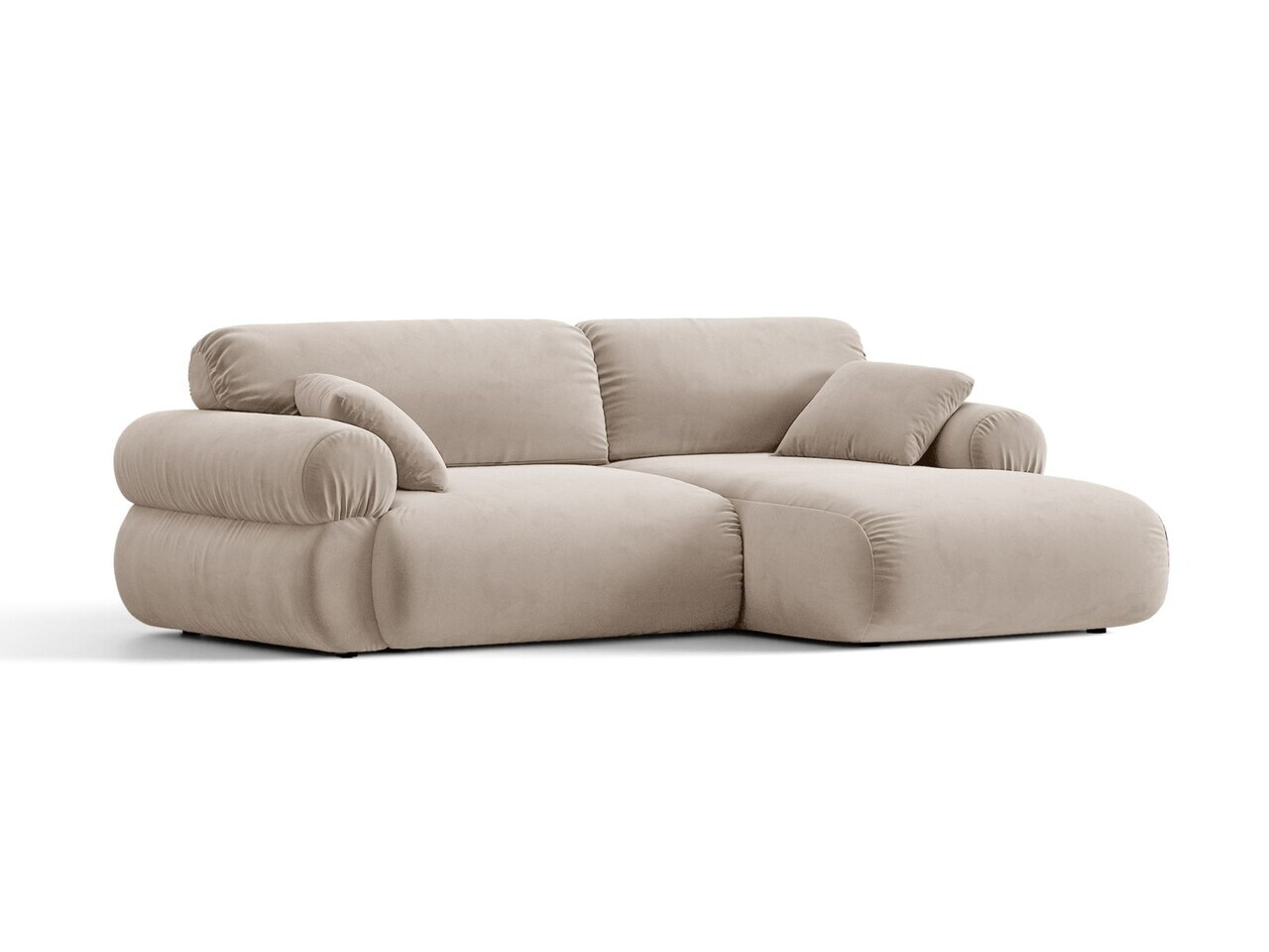 Coltar dreapta 4 locuri, Ophelia, Micadoni Home, 236x164x84 cm, catifea, bej — imaginea 2