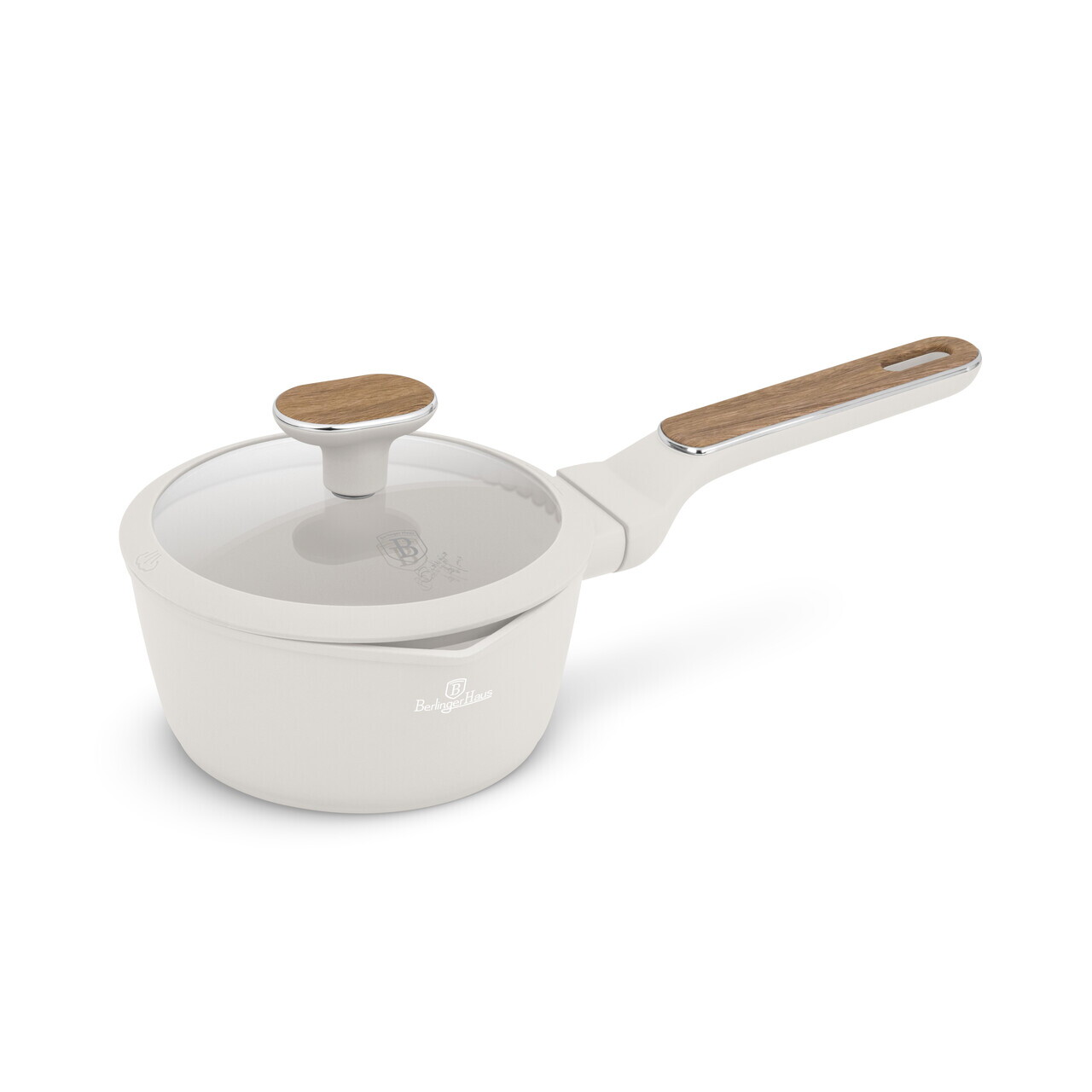 Cratita cu capac Berlinger Haus, Sahara Nordic, 16 cm, 1.2 L, aluminiu forjat, crem mat/natur - imagine 6