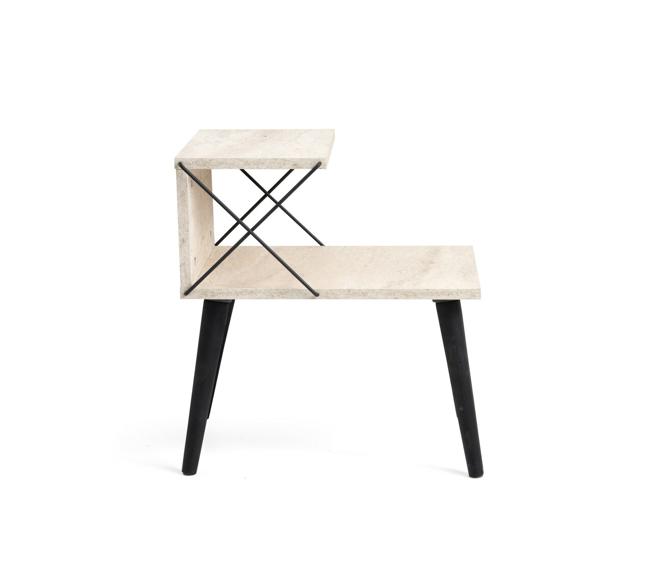 Noptiera, Kalune Design, Cross, Travertin / Negru - 1 | YEO