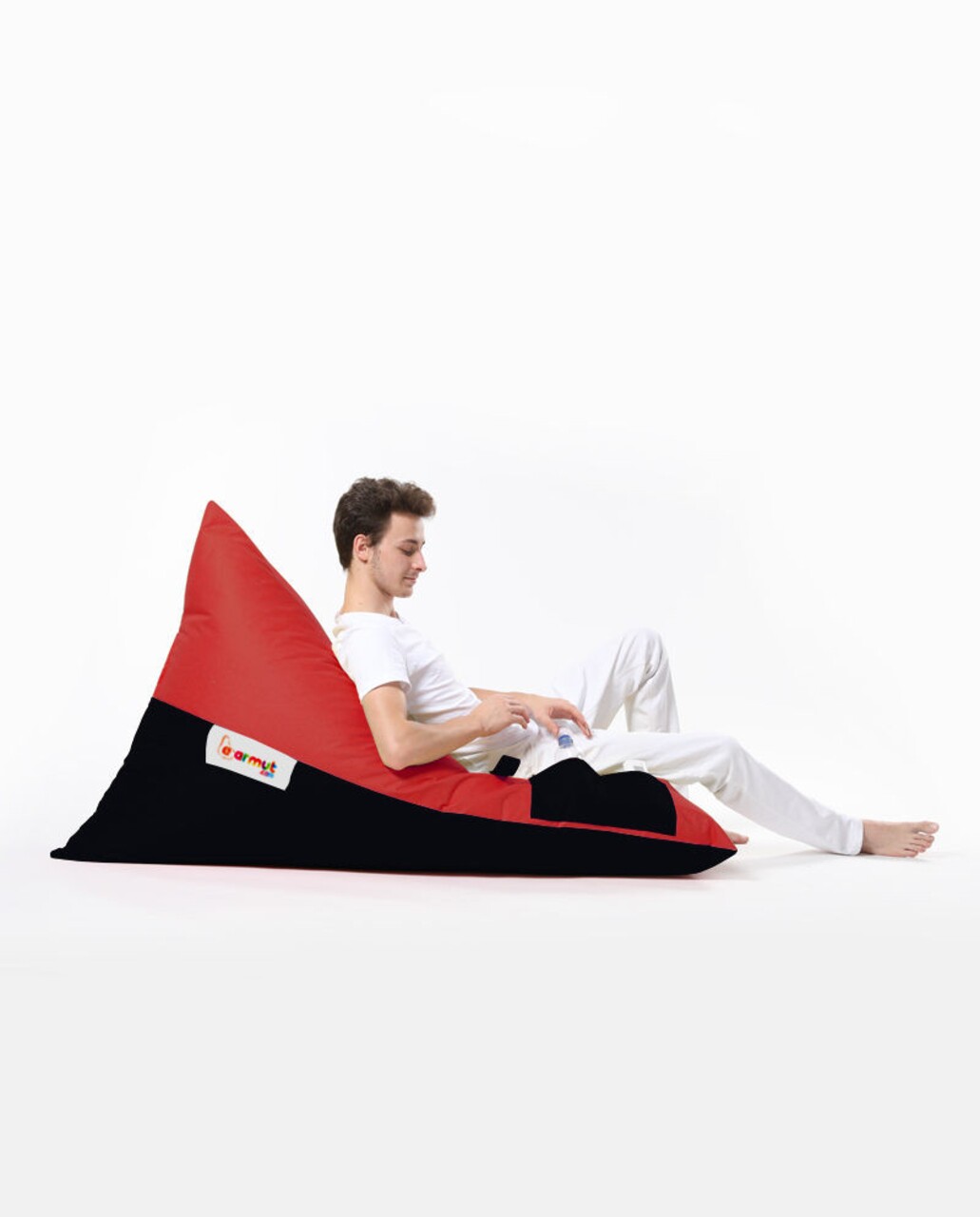 Fotoliu Puf, Bean Bag Ferndale, Pyramid Double Color, 145 Cm, Poliester Impermeabil, Rosu/negru