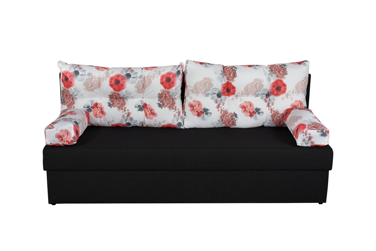 Canapea Extensibila Alfi Anthracite 192x80x77 Cm Cu Lada De Depozitare, Roses Flower