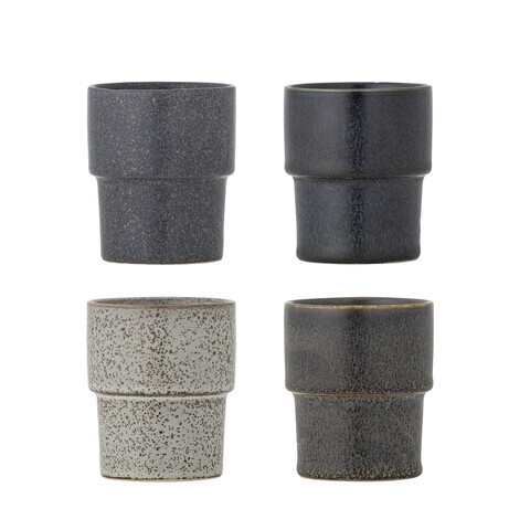 Set 4 cesti, Bloomingville, Ewan, 7.5x9 cm, 150 ml, ceramica, multicolor