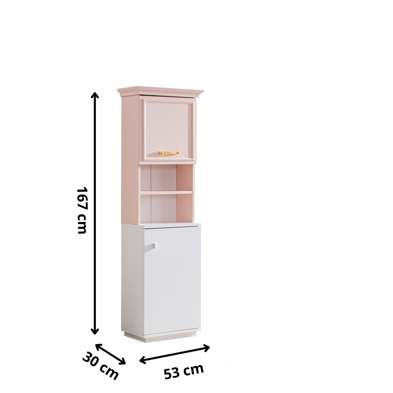 Corp biblioteca, Hanah Home, Rosa, 53x167x30 cm, PAL, Roz/Alb - view 4
