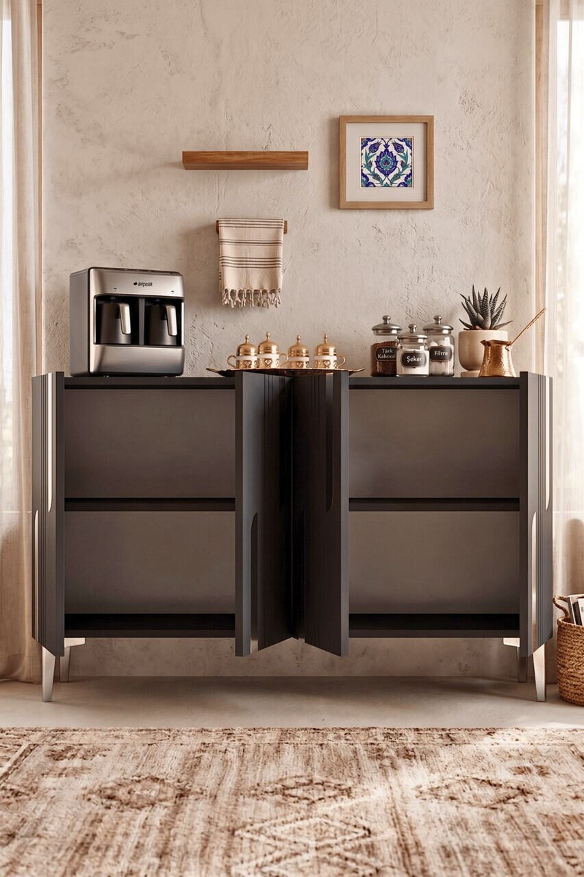 Consola, Hanah Home, Nota 120, 120x75x32 cm, Antracit / Argintiu — imaginea 3