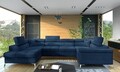 Coltar extensibil stanga 6 locuri ELTAP, Th-43, Thiago, 342x208x88 cm, lemn/poliester, albastru inchis