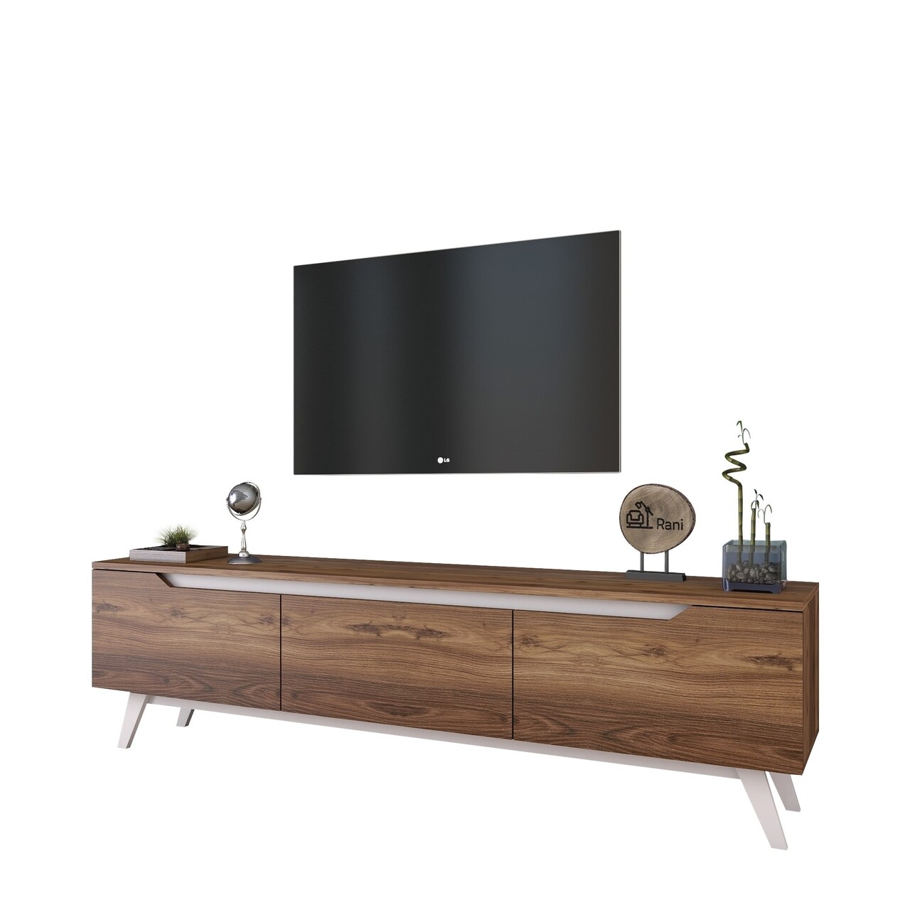 Comoda TV D1 - 795, Wren, 180 X 35 X 48.6 Cm, Walnut/white