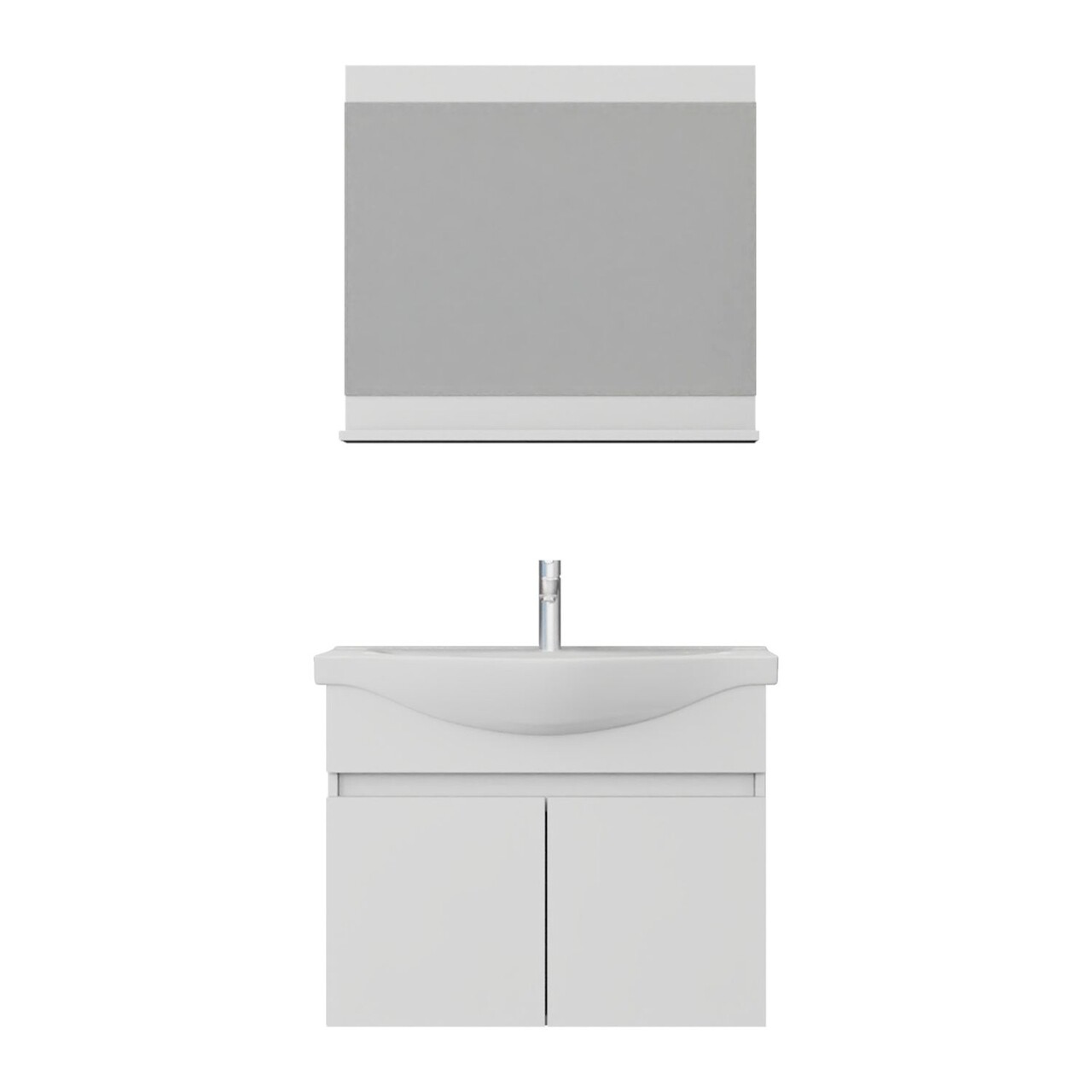 Set mobilier de baie (2 piese), Hanah Home, Mare 80, Alb mat - view 6
