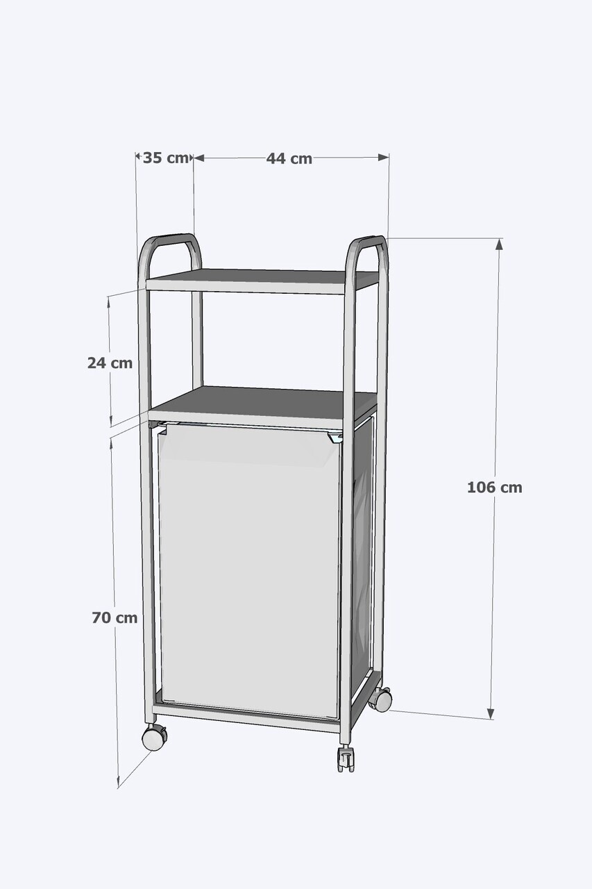 Coș de rufe metalic, Hanah Home, Dh Box White, 44x106x35 cm, Alb — imaginea 3
