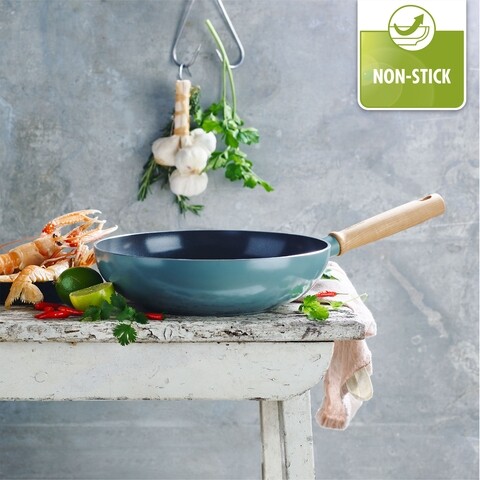 Tigaie wok, greenpan, mayflower, 28 cm, Ø, 3.6 l, aluminiu forjat/lemn