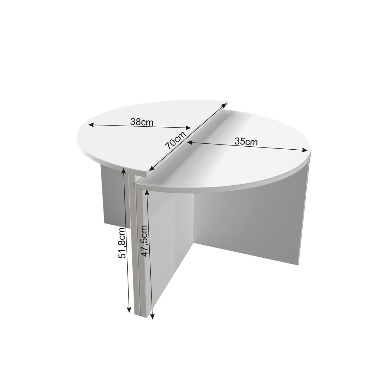 Masuta de cafea, Inarch, Dolunay, 70x51.8x38 cm, PAL, Alb