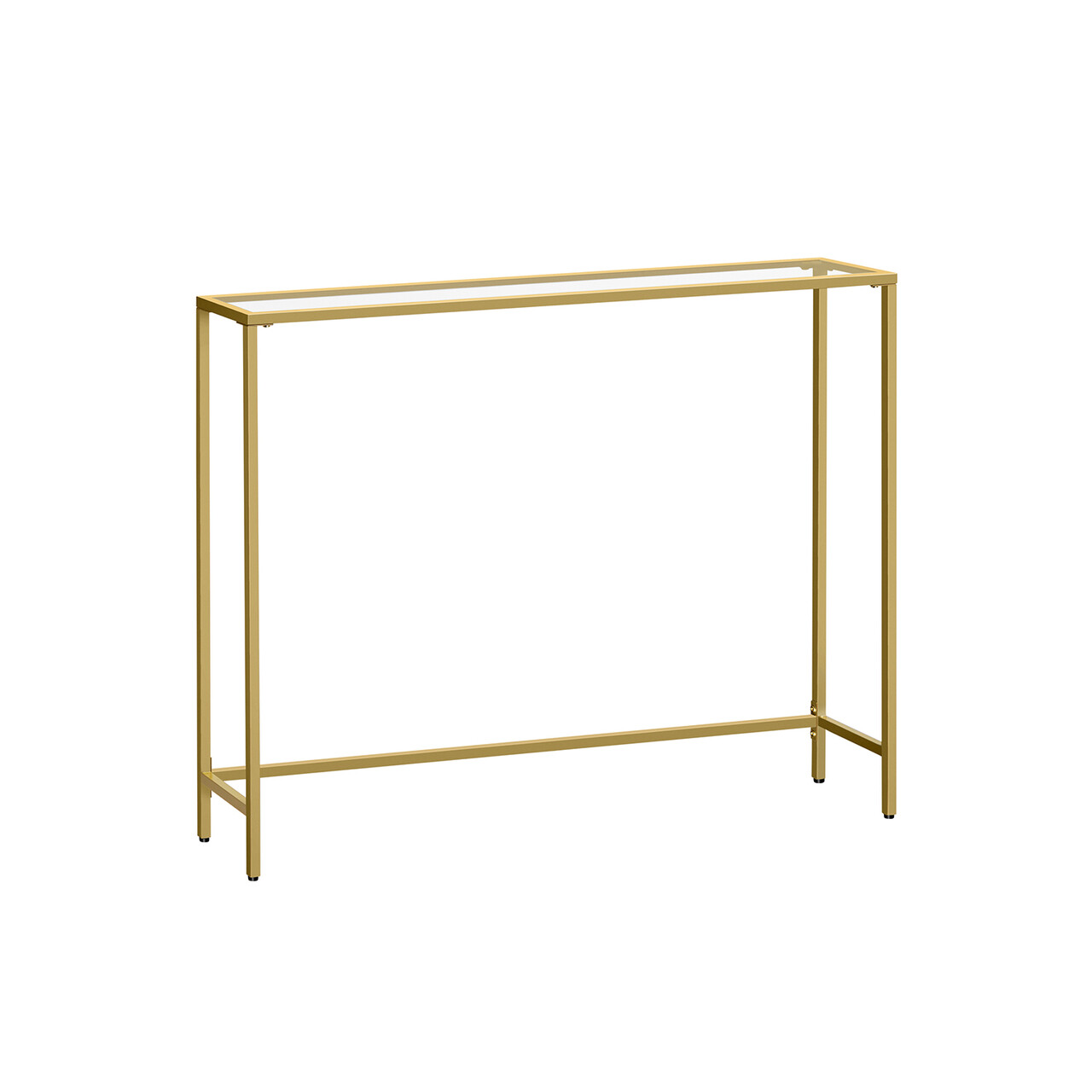 Consola, Vasagle, 100x20x80 cm, sticla temperata/otel, auriu - 2 | YEO