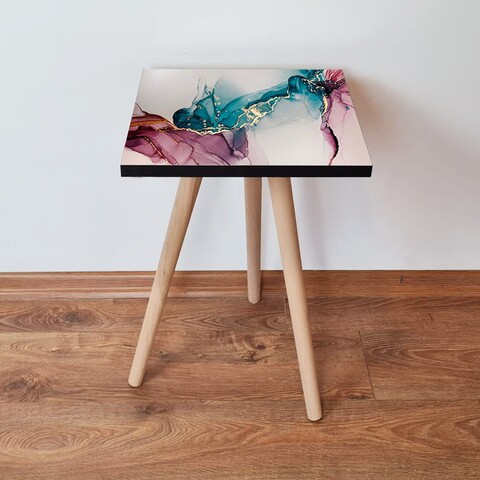 Masuta, Leona, Shp230, 35x42x35 cm, Roz / Albastru / Auriu / Alb