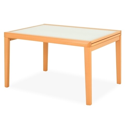 Masa dining extensibila, pechino, 123/246 x 90 x 76 cm, lemn/sticla, natur