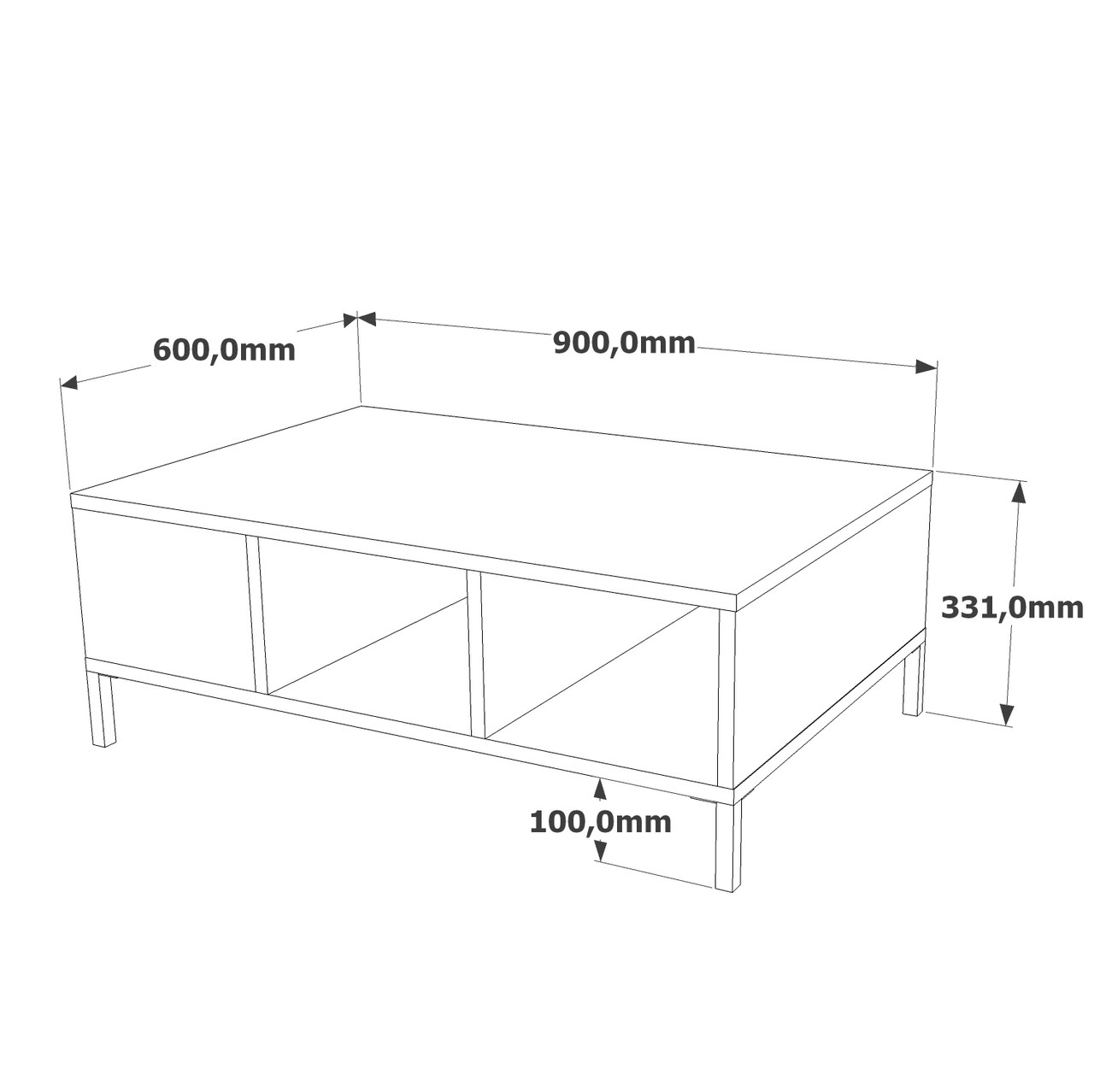 Masuta de cafea Bedora, 90x60x33.1 cm, PAL, natur/antracit