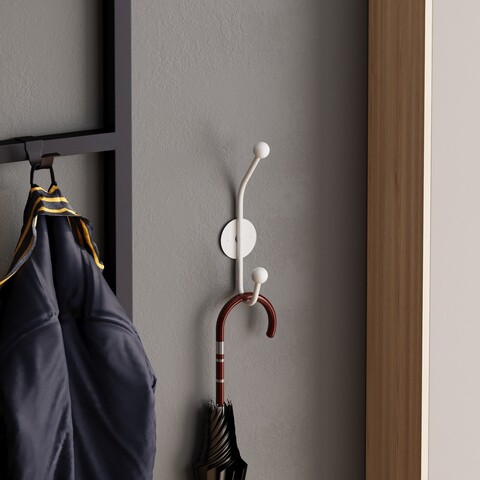 Cuier de perete, Rhino-B, Dimensiuni: 6 x 9 cm Înălțime: 24 cm, Alb