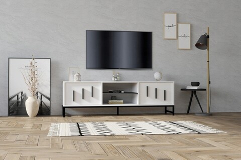 Comoda tv, puqa design, shape, 160x50x40 cm, pal, alb