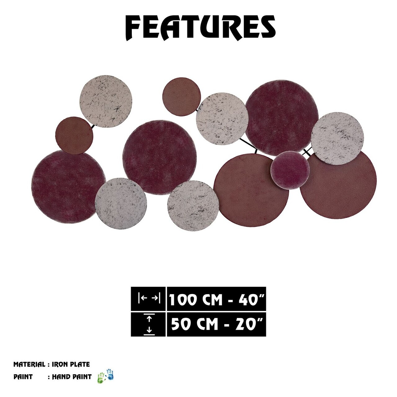 Decoratiune de perete, Wise, Dimensiuni: 100 x 8 x 50 cm, Multicolor — imaginea 8