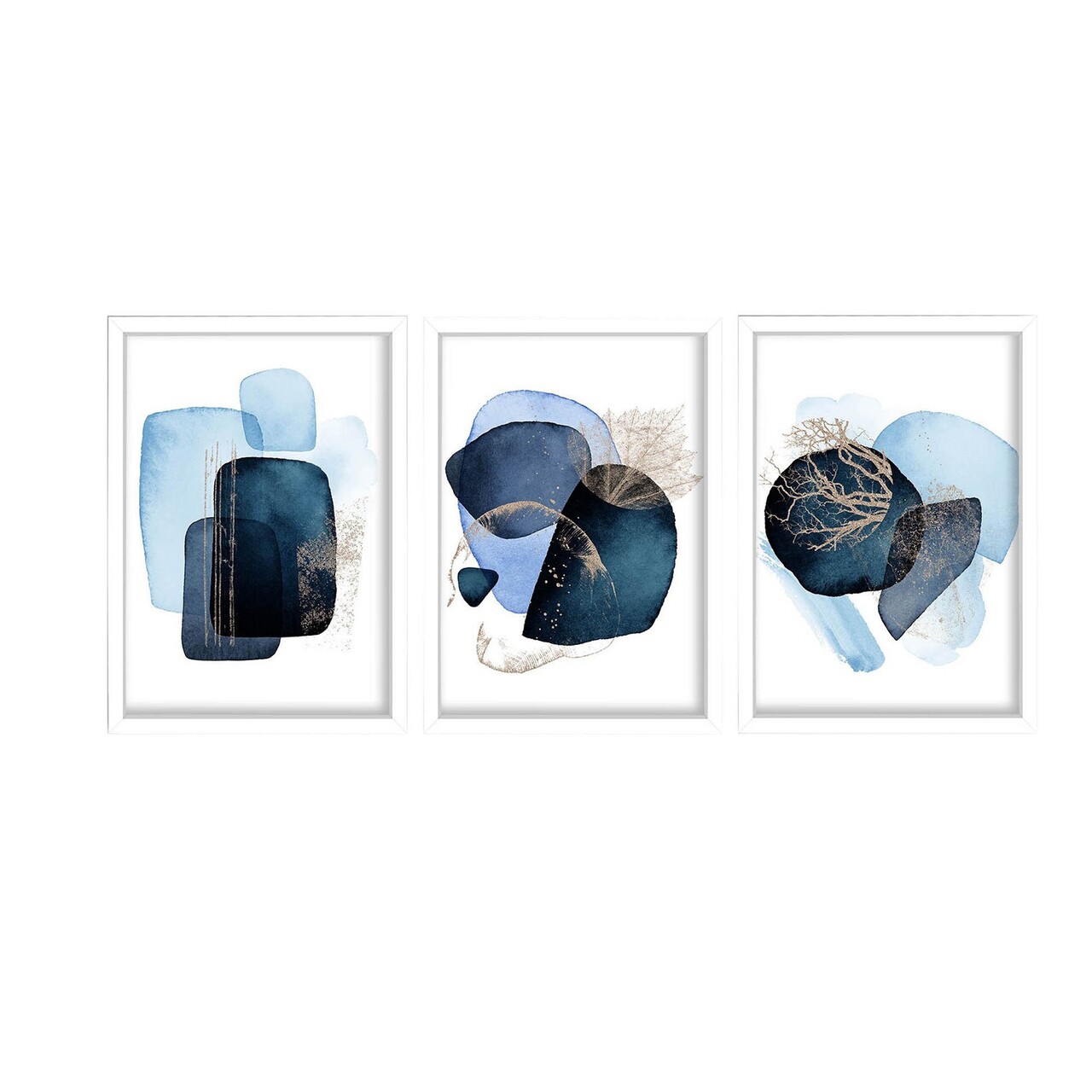 Set 3 tablouri decorative, 3P3853NISCT-006, Lemn, Bleumarin / Albastru / Nurcă / Alb - view 7